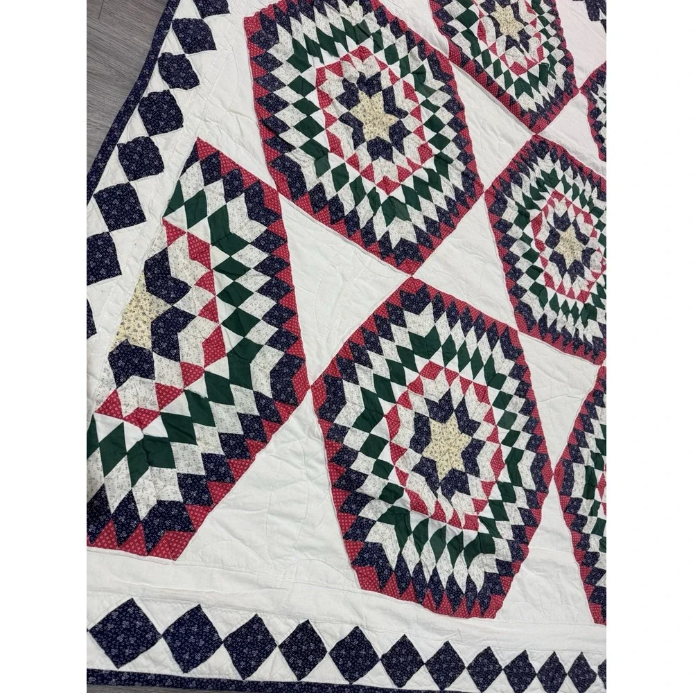 VTG Arch Quilts Elmsford NY Broken Star Patchwork Hand Quilted 92x82 Cottage